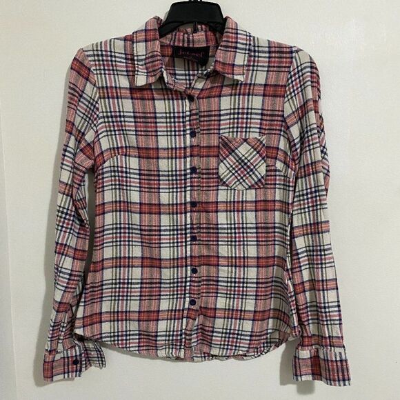 jet-set Cotton Checked Long Sleeve Button Down Womens Shirt Size M - Picture 1 of 4